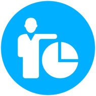 Businessman icon on a round button N181