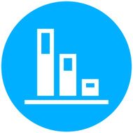 Bar Graph icon on a round button N189