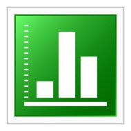 Bar Graph icon on a square button N85