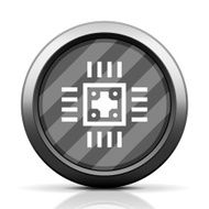 Computer Chip icon on a round button N24