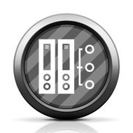 Computer Server icon on a round button N24