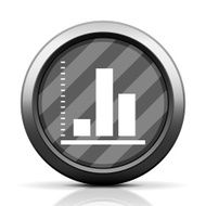 Bar Graph icon on a round button N190