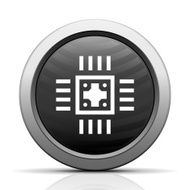 Computer Chip icon on a round button N25