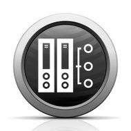 Computer Server icon on a round button N25