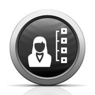 Businesswoman icon on a round button N62
