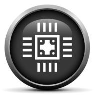 Computer Chip icon on a round button N26