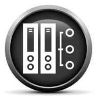 Computer Server icon on a round button N26