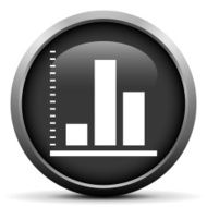 Bar Graph icon on a round button N194