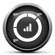 Donut Chart icon on a round button N82