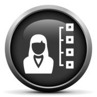 Businesswoman icon on a round button N63