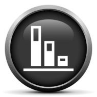 Bar Graph icon on a round button N195