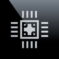 Computer Chip icon on a black background N6