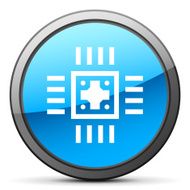 Computer Chip icon on a round button N28
