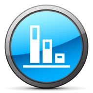 Bar Graph icon on a round button N199