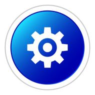 Gear icon on a round button
