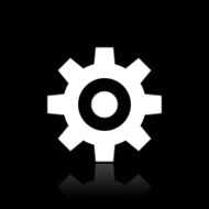 Gear icon on a black background