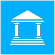 Bank icon on a blue background N12