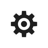Gear icon on a white background