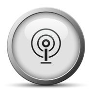 Antenna icon on a silver button