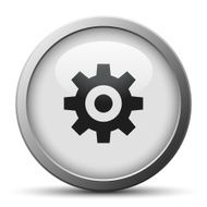 Gear icon on a silver button