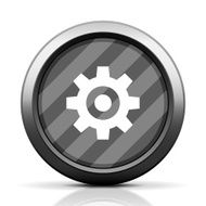 Gear icon on a round button N6
