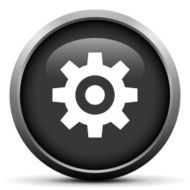 Gear icon on a round button N8