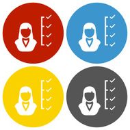 Businesswoman icon on circle buttons N14