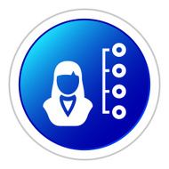 Businesswoman icon on a round button N76