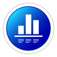Bar Graph icon on a round button N210