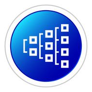Flowchart icon on a round button N173