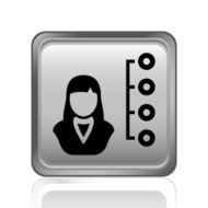 Businesswoman icon on a square button N33