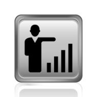 Businessman icon on a square button N85