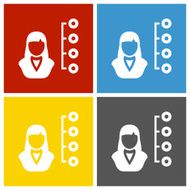 Businesswoman icon on square buttons N19
