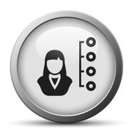 Businesswoman icon on a silver button N9