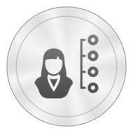 Businesswoman icon on a round button N78