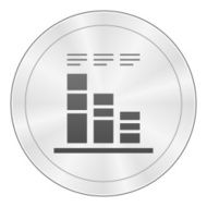 Bar Graph icon on a round button N215