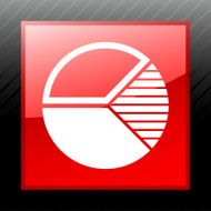 Pie Chart icon on a square button N25