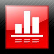 Bar Graph icon on a square button N95