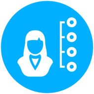 Businesswoman icon on a round button N80