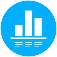 Bar Graph icon on a round button N218
