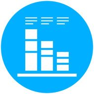 Bar Graph icon on a round button N219
