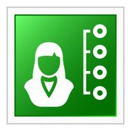 Businesswoman icon on a square button N36