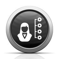 Businesswoman icon on a round button N82
