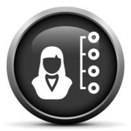 Businesswoman icon on a round button N83