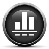 Bar Graph icon on a round button N224