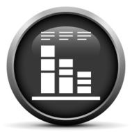Bar Graph icon on a round button N225