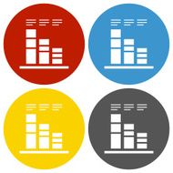 Bar Graph icon on circle buttons N46