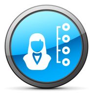 Businesswoman icon on a round button N85