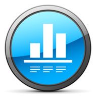 Bar Graph icon on a round button N228