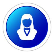 Businesswoman icon on a round button N86